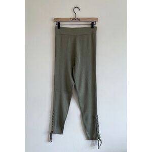 Zara Knit Lace up Leggings Olive Green